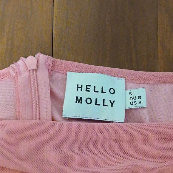 Hello Molly Pink Ruched Blouse with Puff Sleeves Size S US 4 - Picture 3 of 4